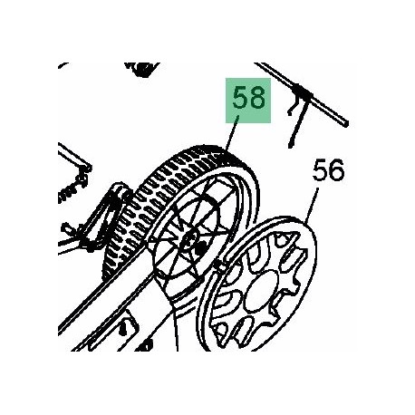 Roue arrière pour tondeuse MTD 3816 EHW et 4218 EHW