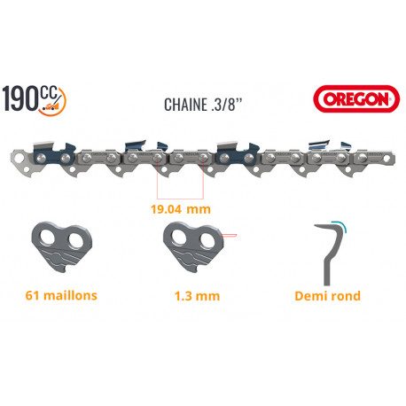 GUIDE CHAINE TRONCONNEUSE OREGON 188SFHD009 - 45CM - PAS 3/8 - JAUGE 1,50  MM - 0.058 - 68 MAILLONS - 68 ENTRAINEURS