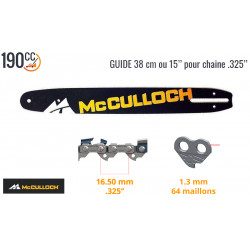 Guide chaine 38 cm pour tronçonneuse Mc Culloch CS410 et CS450