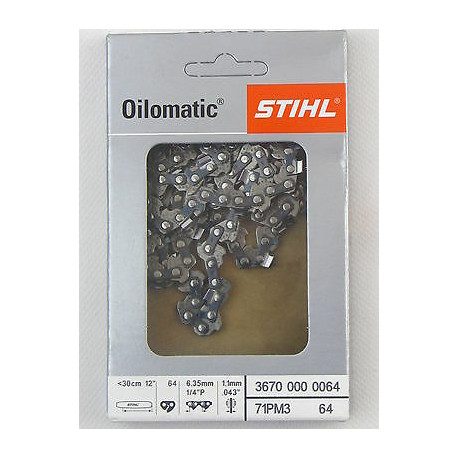 Chaine Stihl 64 maillons pas 1/4 jauge 1.1 mm Chaine Stihl 64 maillons pas 1/4 jauge 1.1 mm
