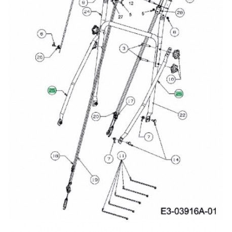 Tube de guidon MTD 749-04333 Tube de guidon MTD 749-04333