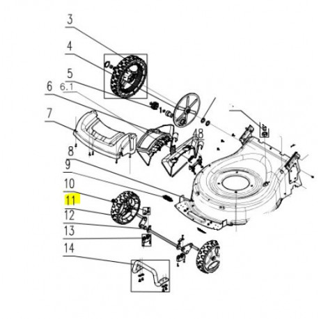 Roue avant Lawnmaster LM 53 SP HW SM et MP53B161