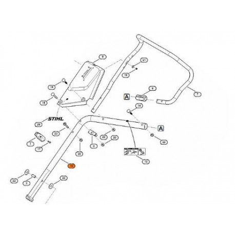 Guidon inférieur tondeuse Stihl RM 650 T / V et RM 655 V Guidon inférieur tondeuse Stihl RM 650 T / V et RM 655 V