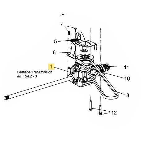 Transmission arrière tondeuse Cub Cadet CC 53 SPB