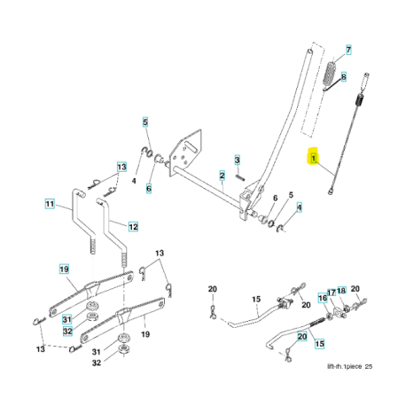 Cable embrayage de lame pour tracteur de pelouse Gardol 155107HRB