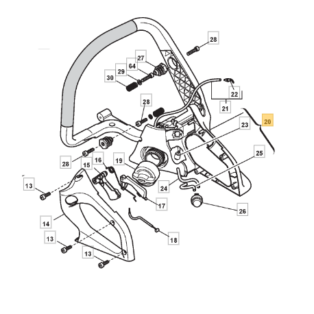 Ensemble poignée grise pour tronçonneuse GGP 383300003/1 Ensemble poignée grise pour tronçonneuse GGP 383300003/1