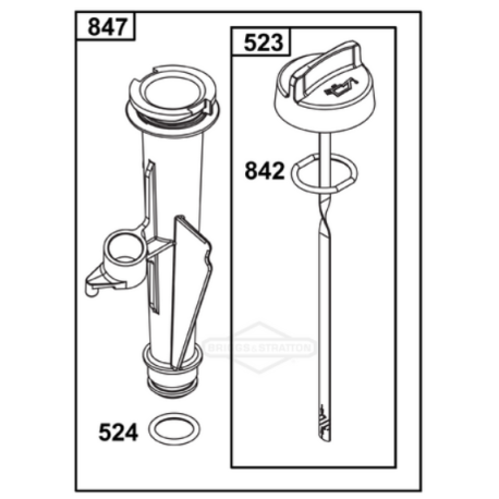 Jauge huile moteur Briggs Stratton 800E Series, 850 Series, 875 Series, 950E Series