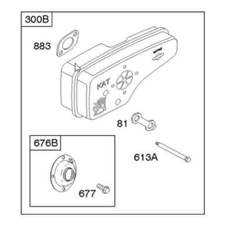 Pot echappement moteur Briggs Stratton Quattro 40 et SQ 40