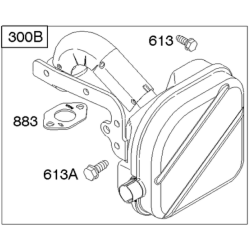 Pot d'echappement carré pour moteur Briggs Stratton 875 Series Pot d'echappement carré pour moteur Briggs Stratton 875 Series