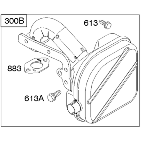 Pot d'echappement carré pour moteur Briggs Stratton 875 Series Pot d'echappement carré pour moteur Briggs Stratton 875 Series