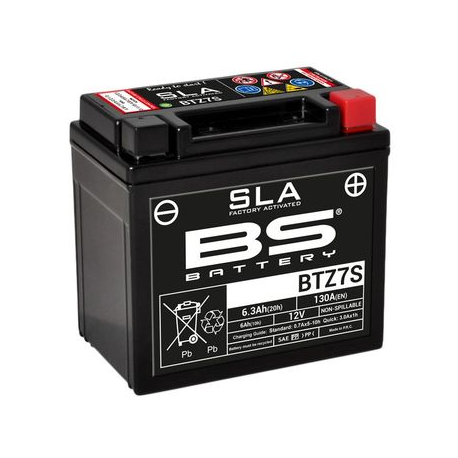 Batterie BS BTZ7S 12V 6Ah - Pour moto et scooter, remplace FTZ7S, YTZ7BS Batterie BS BTZ7S 12V 6Ah - Pour moto et scooter, remplace FTZ7S, YTZ7BS