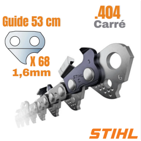 Chaine pour Stihl 050, 051 - 53 cm - pas .404 - 1,6 mm - 68 maillons