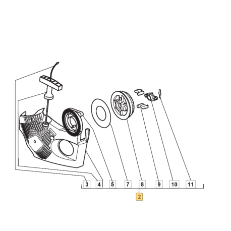 Lanceur pour tronçonneuse Alpina P382 S, Stiga SP 382, Castelgarden XC38 P