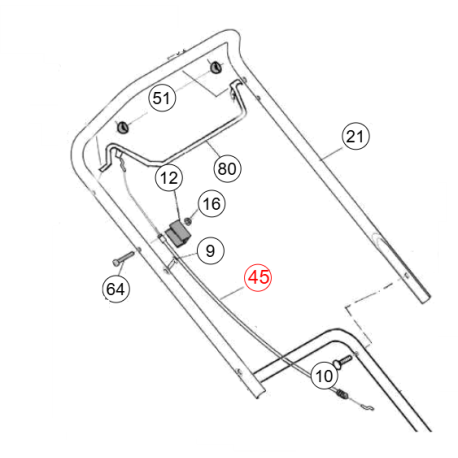 Cable de frein moteur pour tondeuse Sterkins 57 BT