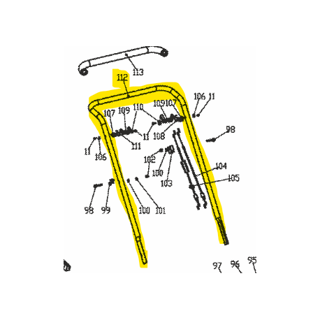 Guidon supérieur 21062011470001A tondeuse Erbauer - Pièce d\'origine