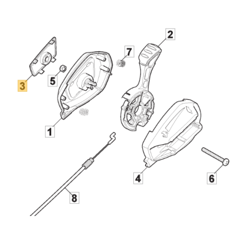Cache 322820086/0 de commande variateur pour tondeuses GGP/Castelgarden/Stiga.