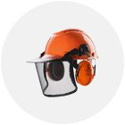 Casque forestier et bucheron