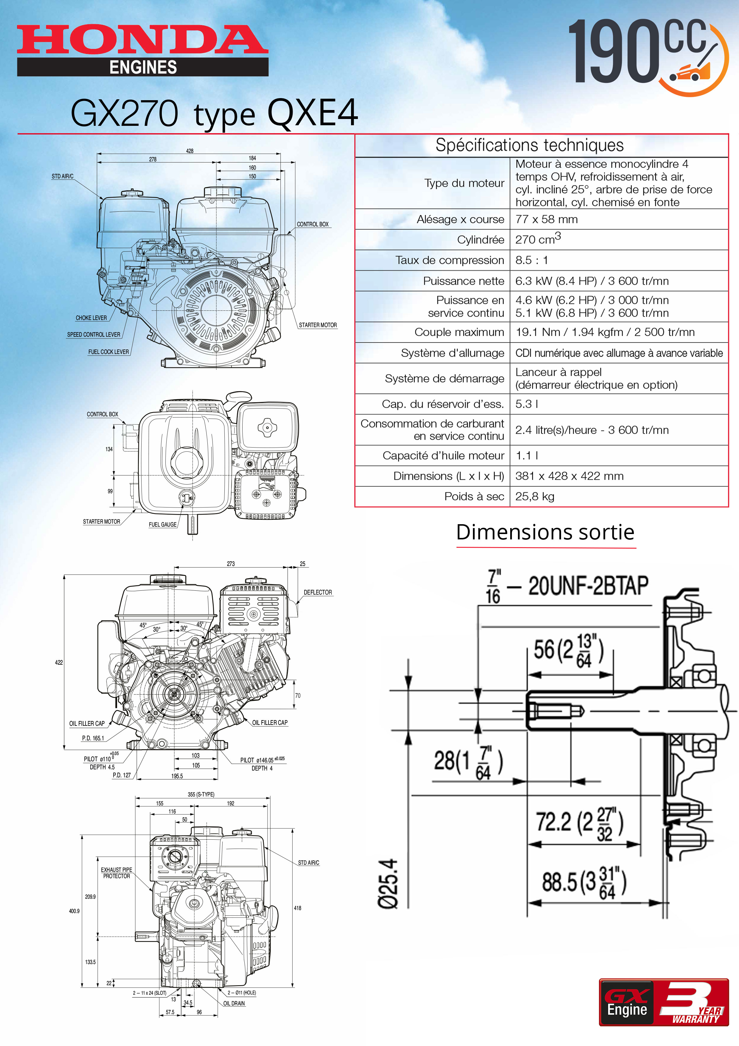 Specifications GX270 QXE4