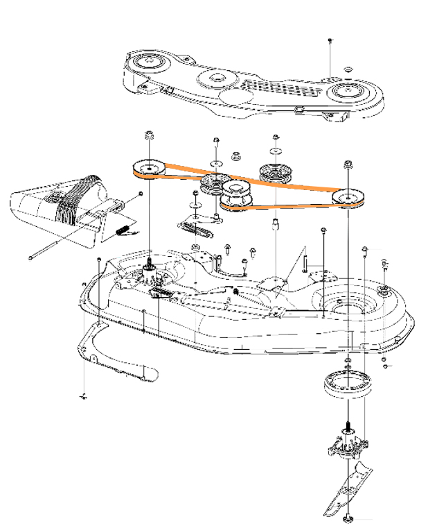 Plan montage courroie 532180213 sur rider Husqvarna 122cm