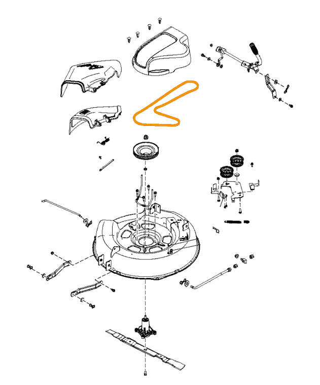 Plan schema monatge courroie coupe 77 cm mc culloch