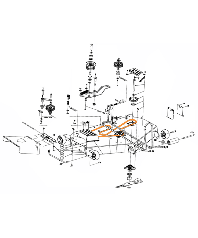 plan Montage courroie 754-04045 plateau 3 lames 122 cm
