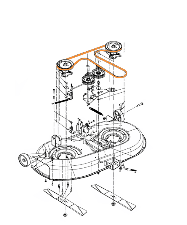 Plan eclaté montage courroie coupe MTD 754-04060