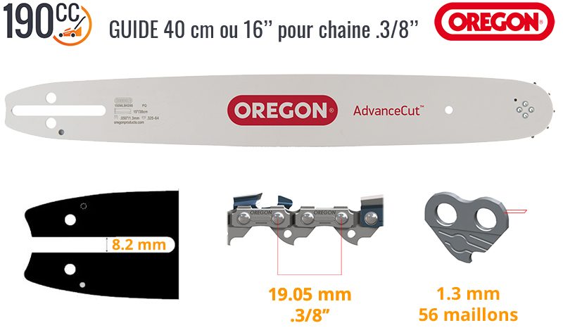 GUIDE CHAINE TRONCONNEUSE OREGON 140SXEA074 - 35CM - PAS 3/8LP - 1.3 MM -  0.50 - 50 MAILLONS - STIHL 3005 000 7409